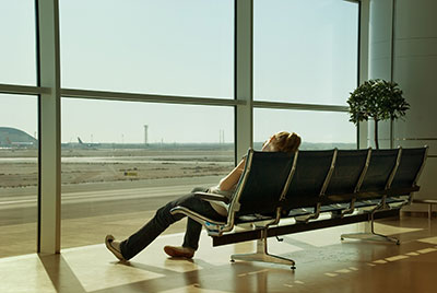 Jet lag at an airport
