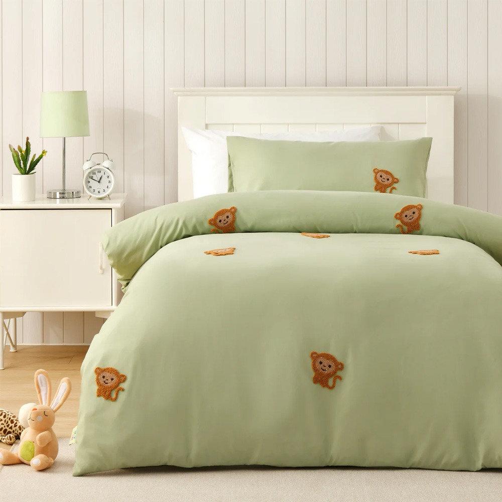 Jack & Ava Bongo the Monkey Embroidered Kids Quilt Cover Set