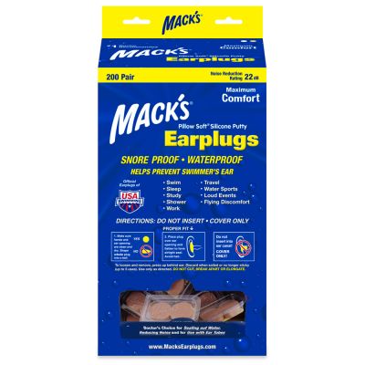 Mack's Mouldable Pillow Soft Beige Silicone EarPlugs Bulk 200 Pairs