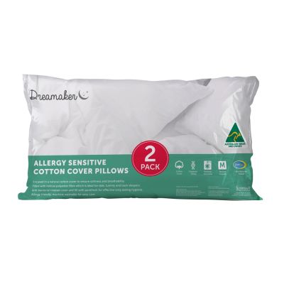 Dreamaker Allergy Sensitive Cotton Cover Pillow Twin Pack