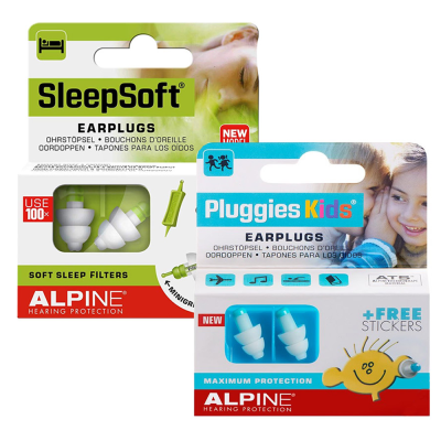 Alpine SleepSoft and Pluggies Kids Reusable Ear Plugs Combo