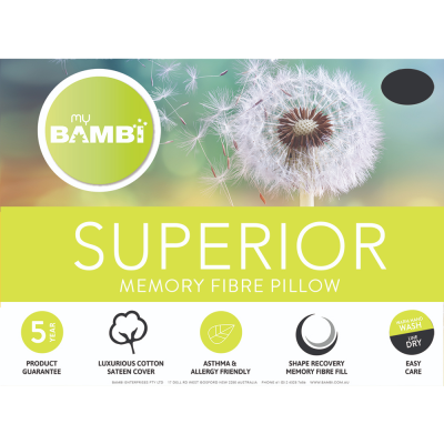 Bambi Superior Memory Fibre Pillow Packaging