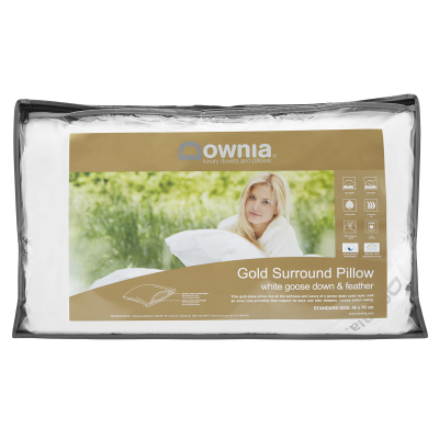 Downia Gold White Goose Down and Feather Surround Pillow