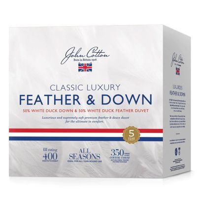 John Cotton Classic Luxury 50% White Duck Down & Feather Quilt Packaging