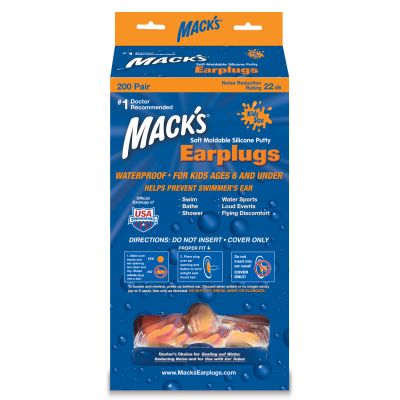 Mack's Mouldable Kids Size Silicone EarPlugs Bulk 200 Pairs
