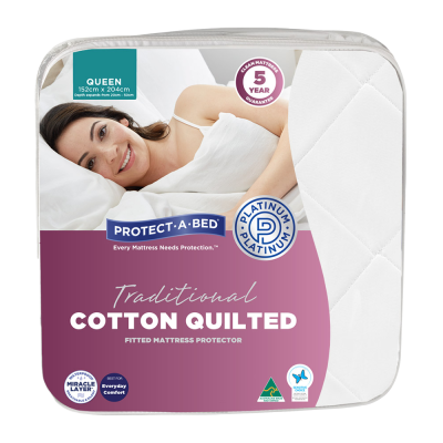 Protect-A-Bed Traditional Cotton Quilted Fitted Waterproof Mattress Protector