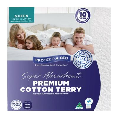 Protect-A-Bed Super Absorbent Premium Cotton Terry Waterproof Mattress Protector