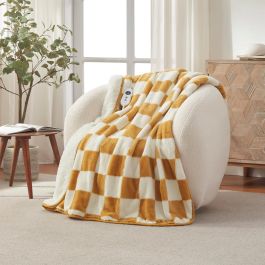 Dreamaker Ultra Soft Reversible Checkered Fleece Heated Throw Blanket