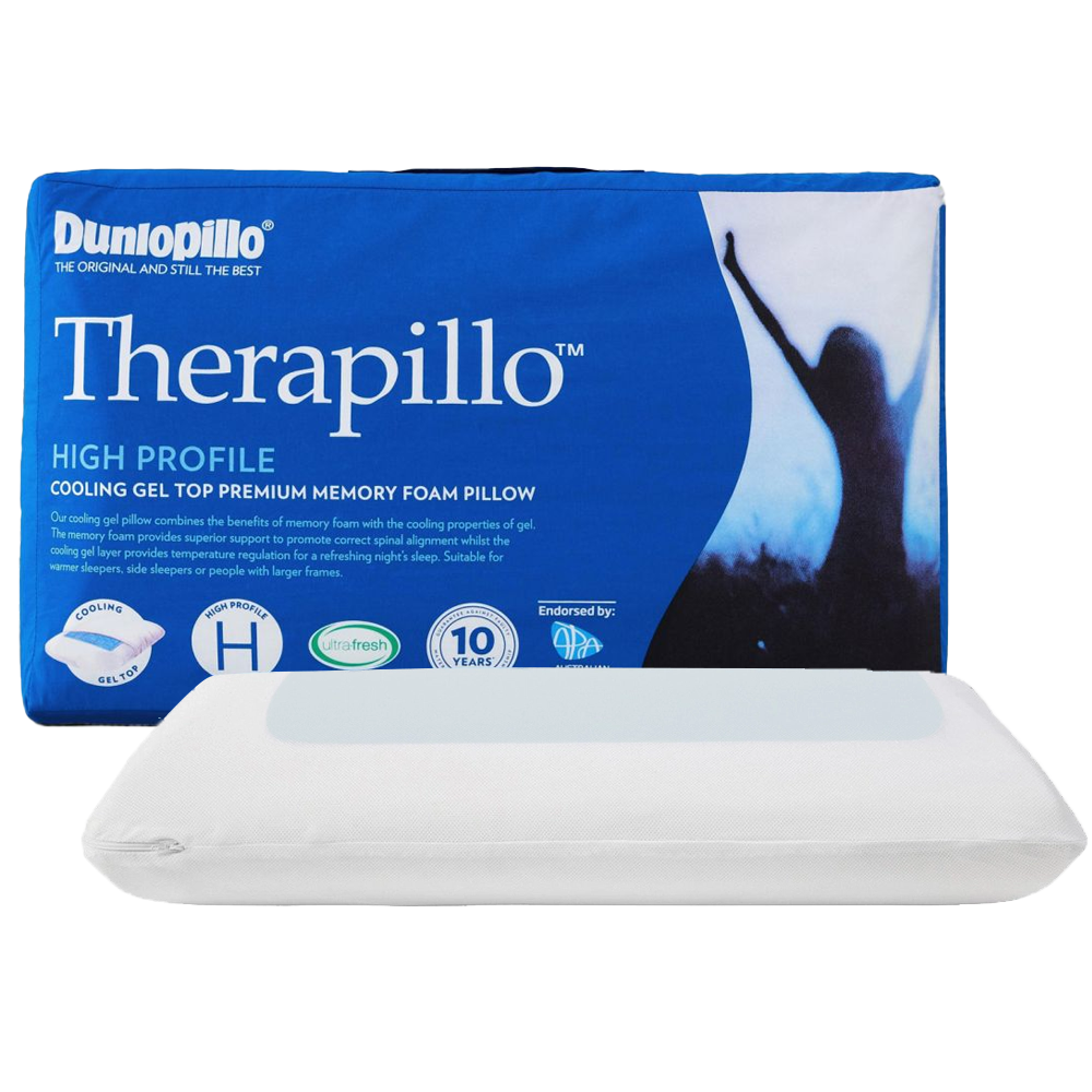 Dunlopillo Therapillo Premium Memory Foam Cooling Gel Pillow High Profile