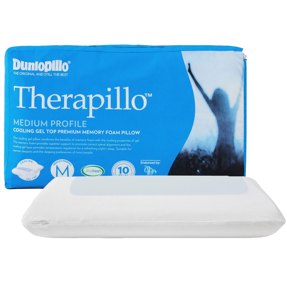 Dunlopillo Therapillo Premium Memory Foam Cooling Gel Pillow Medium Profile