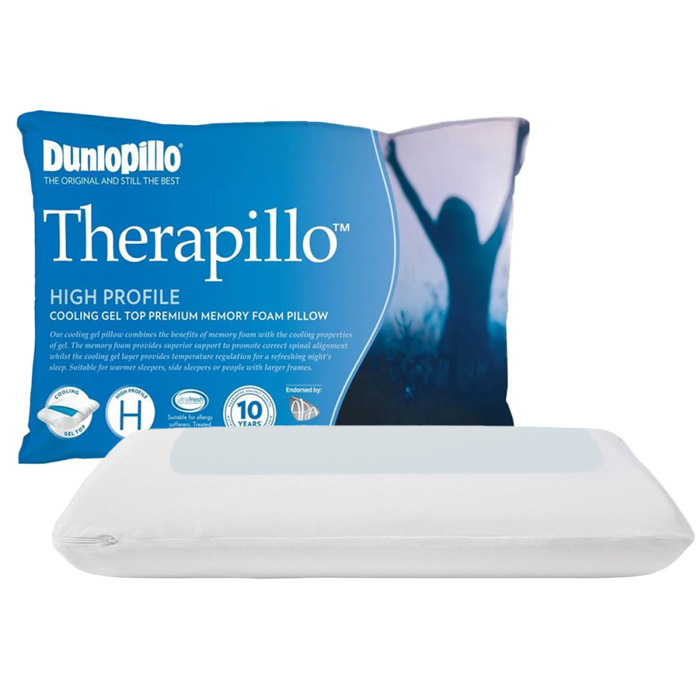 Dunlopillo Therapillo Premium Memory Foam Cooling Gel Pillow High