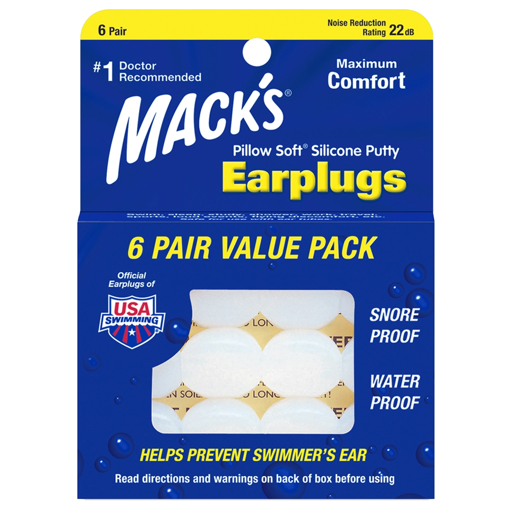 Mack's Moldable Pillow Soft Silicone Earplugs 6 Pairs