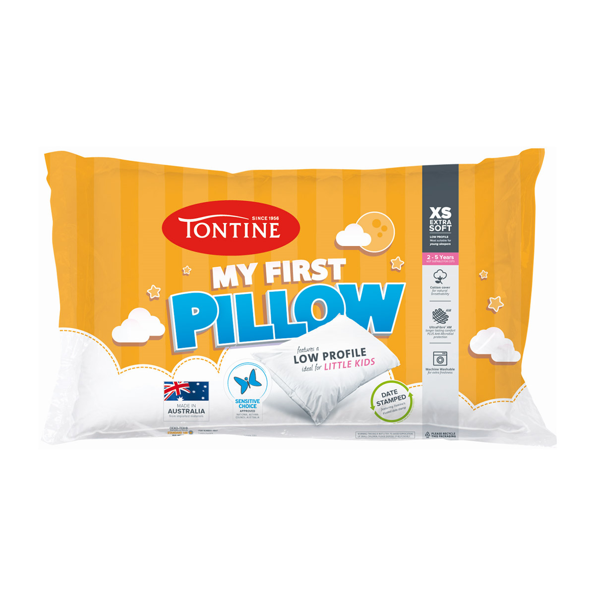Tontine My First Pillow Kids Toddler Cot to Bed Transition Pillow