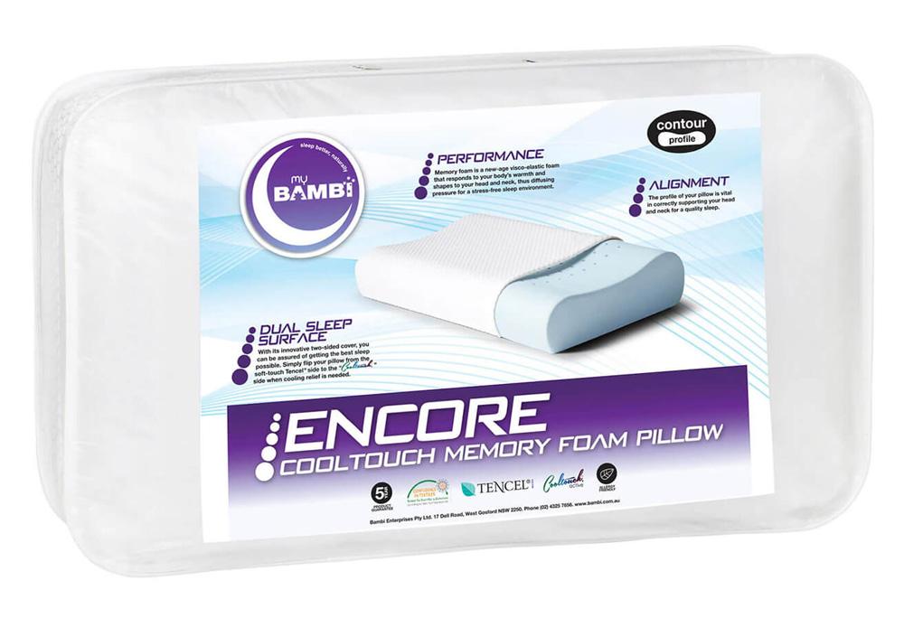 Bambi Encore Cooltouch Dual Surface Contoured Memory Foam Pillow