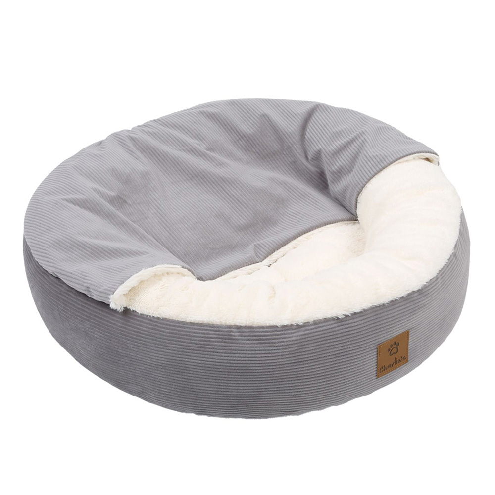 Charlie's Snookie Hooded Corduroy Calming Dog Bed