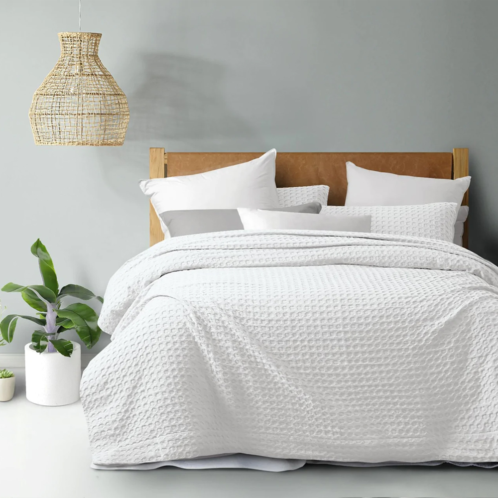 Dreamaker Cotton Waffle Quilt Cover Set