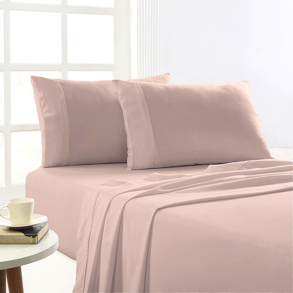 Park Avenue Egyptian Cotton Flannelette Plain Dyed Sheet Set
