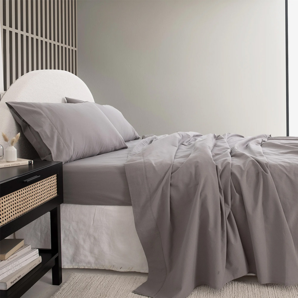 Royal Comfort 250TC Organic 100% Cotton Sheet Set 4 Piece Luxury Hotel Style - King - Graphite main image 1